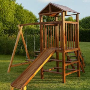 Mangrullo con Juegos y Pórtico con Dos Hamacas Techada